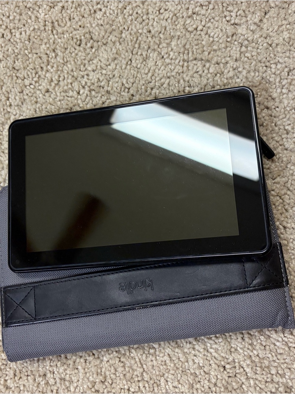 Amazon Tablet with Black Display and Gray Case